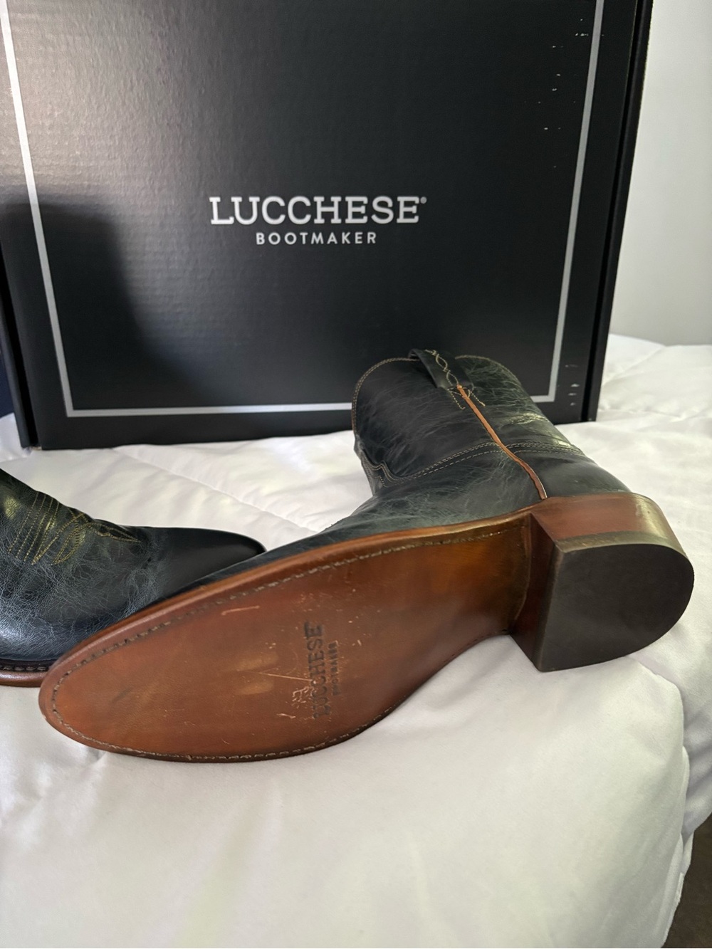 Lucchese Woen’s Black Leather Western Ankle Boots - Picture 3 of 7